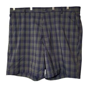 Chaps Golf 78 Mens Navy Green Plaid Performance Shorts Size‎ 42 Stretch Outdoors